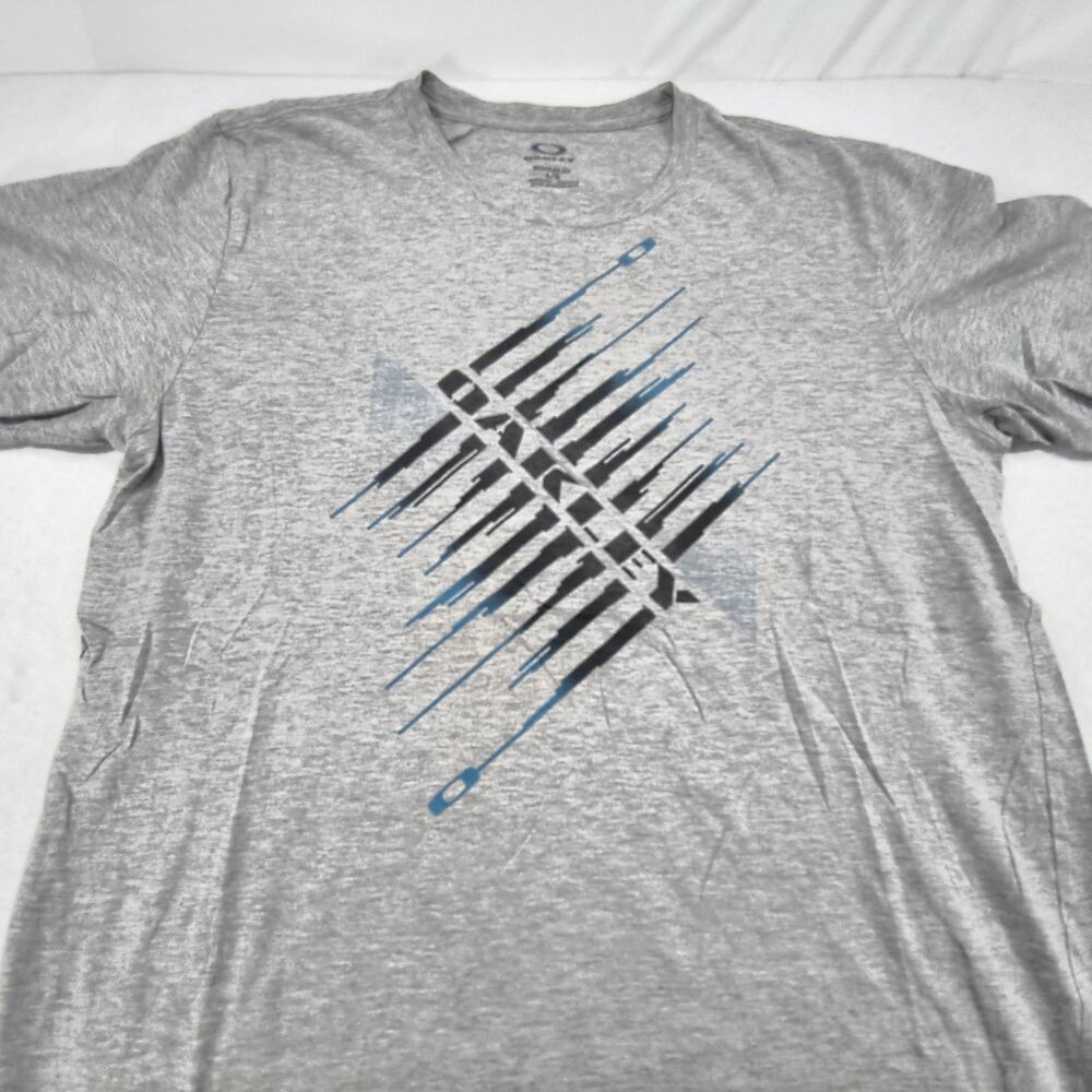 Oakley Casual Crew Neck Graphic Short Sleeve Shirt Mens Size Large L Gray Black